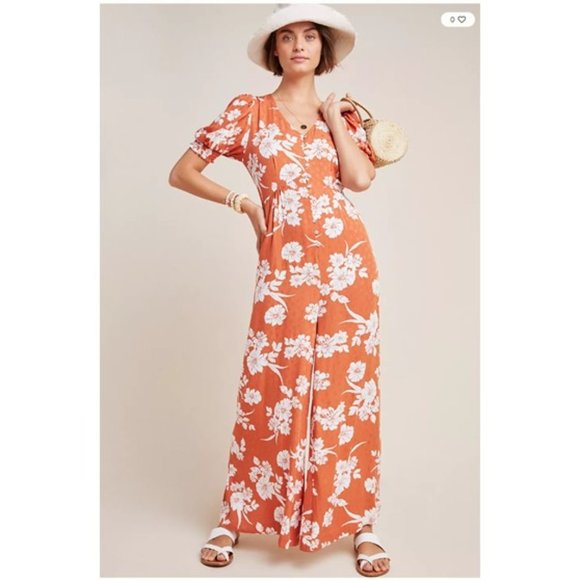 NWT-Dolan Left Coast x Anthropologie Nancy Jumpsuit - Brown Floral - XL